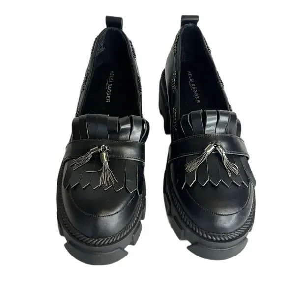 Kelsi Dagger Burke Black Lug Sole Loafer shoes size 8.5 - Picture 4 of 11